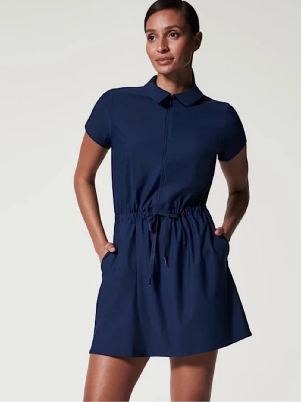 SPANX Navy Drawstring Waist Polo Sunshine Zipper Dress XL
